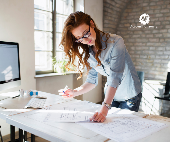Woman working at a desk
